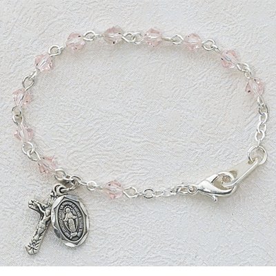 5 1/2in Pink Crystal Baby Bracelet