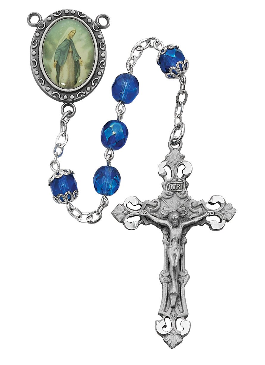 Blue Our Lady of Grace Rosary Boxed