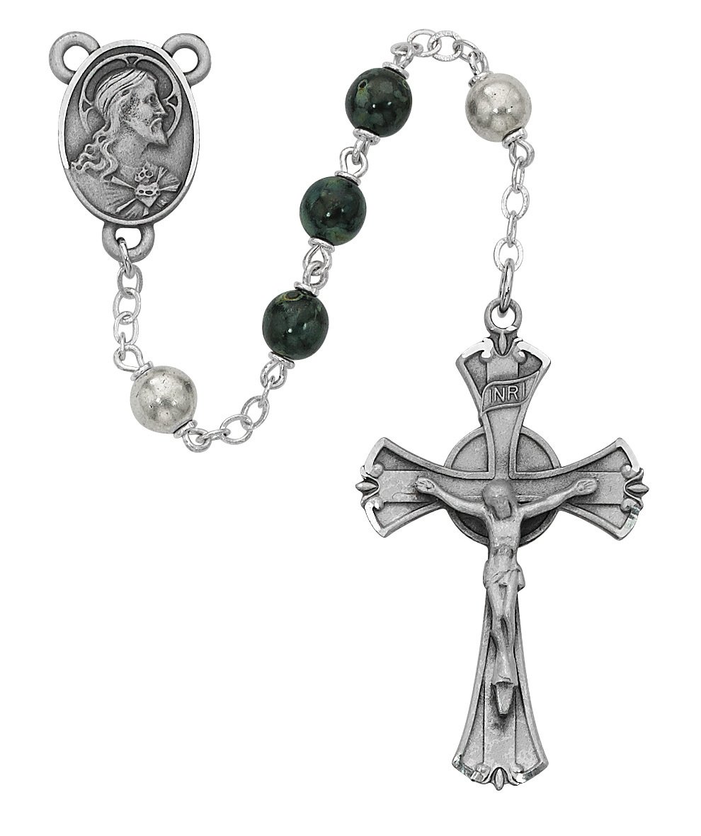 Green and Black Rosary Boxed