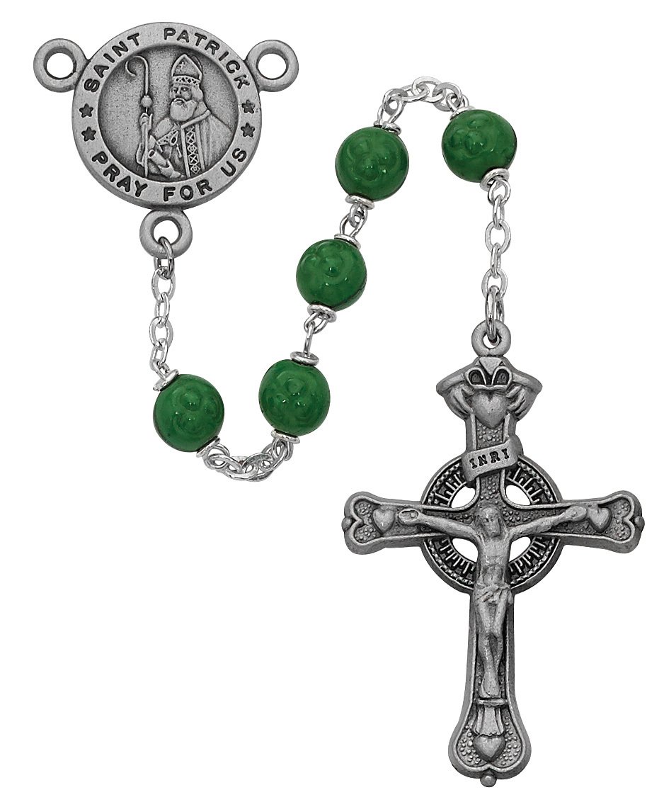 Green Shamrock St Patrick Rosary Boxed