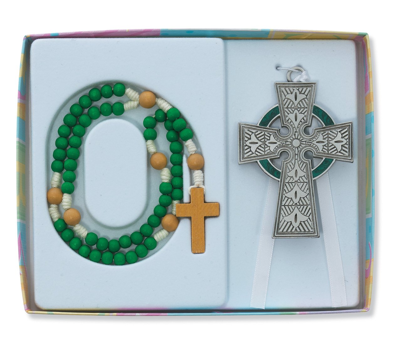 Kiddie Rosary and Celtic Crib Cross Boxed