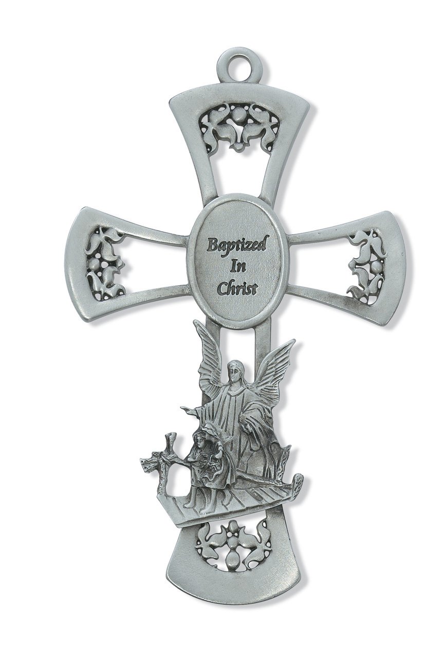 6in Pewter Guardian Angel Cross