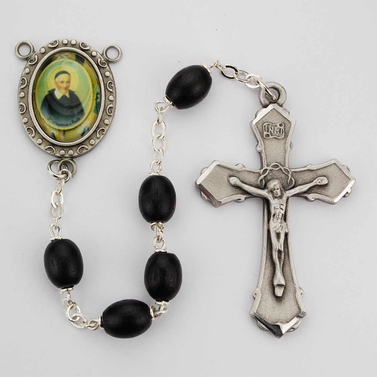 Black Wood St Vincent DePaul Rosary Boxed
