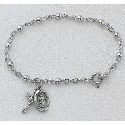 5 1/2 in Sterling Baby Rosary Bracelet Boxed