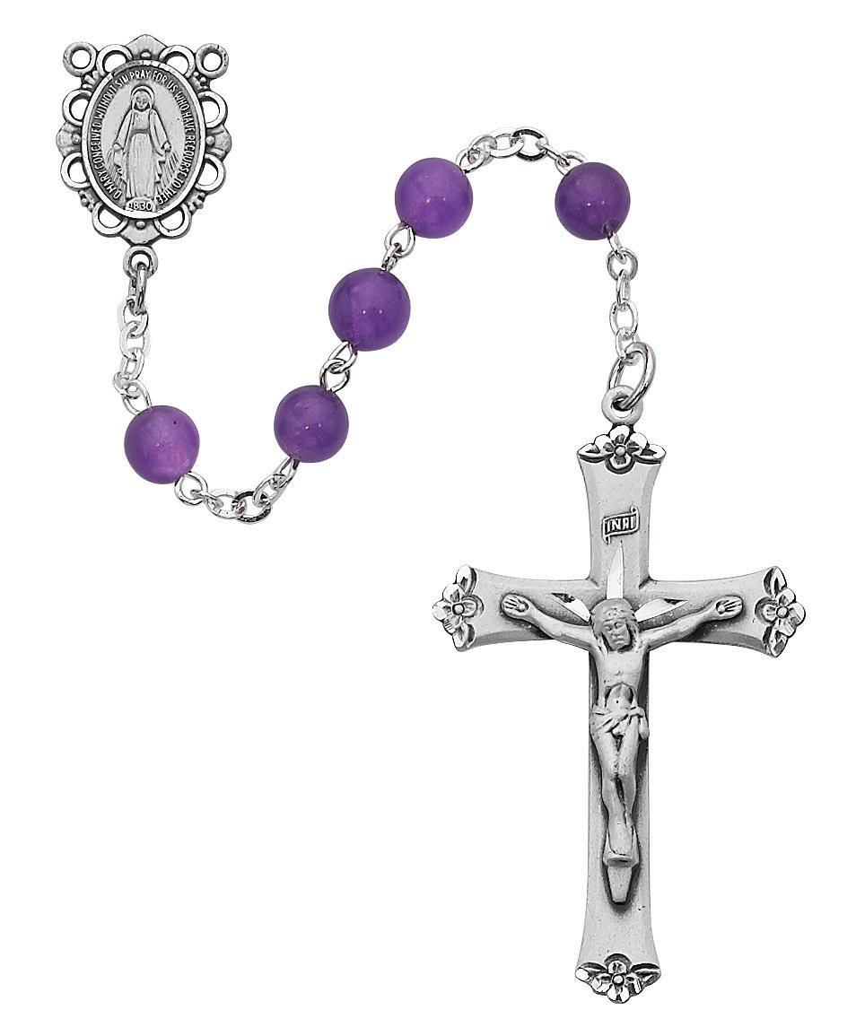 Genuine Amethyst Rosary Boxed