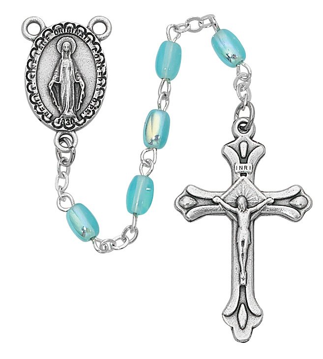 Blue Oval Baby Rosary Boxed