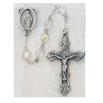 Crystal Tin Cut Rosary Boxed