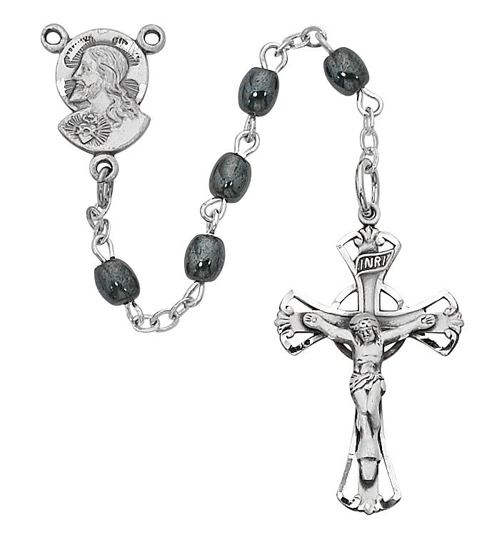 Imitation Hematite Youth Rosary Boxed