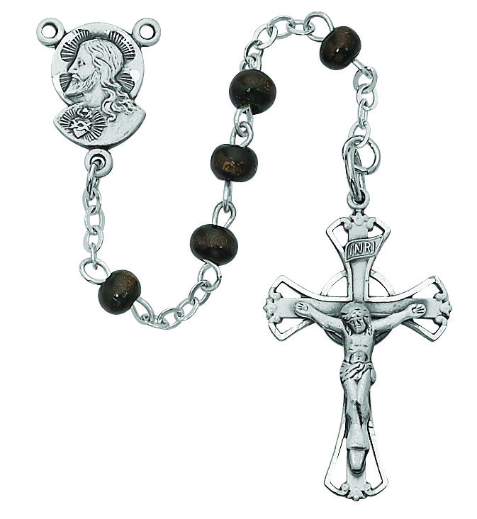 Brown Wood Youth Rosary Boxed