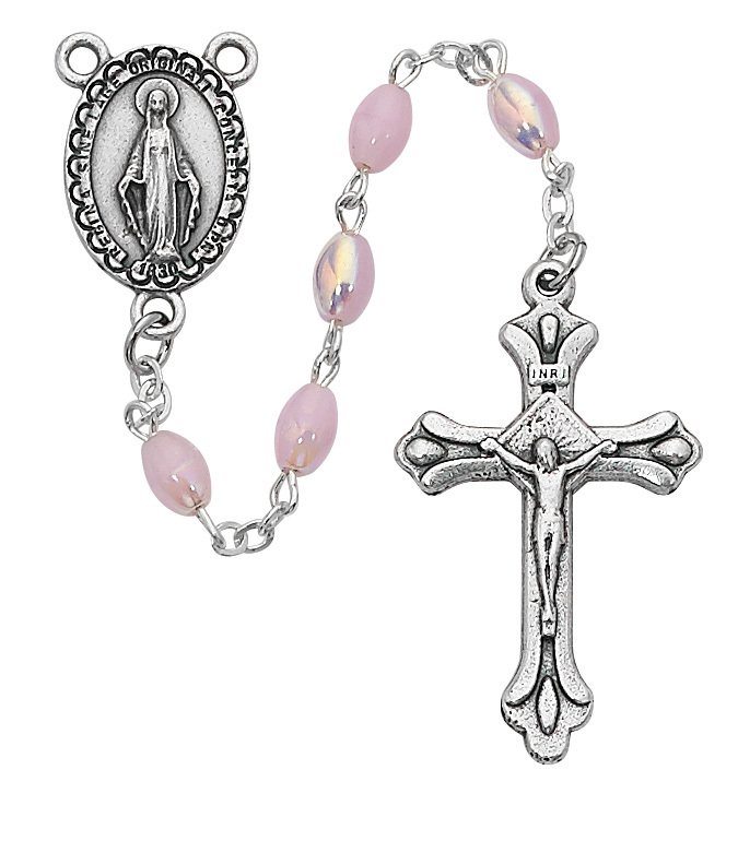 Pink Oval Youth Rosary Boxed