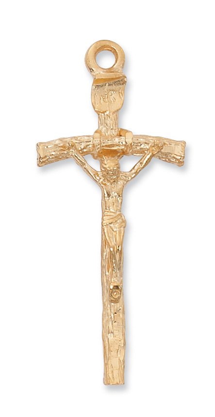 Gold over Sterling Papal Crucifix Pendant