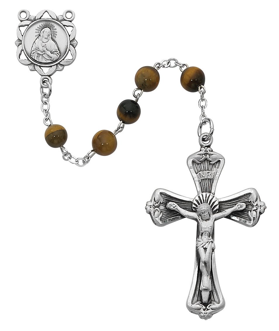 Genuine Tiger Eye Rosary Boxed.