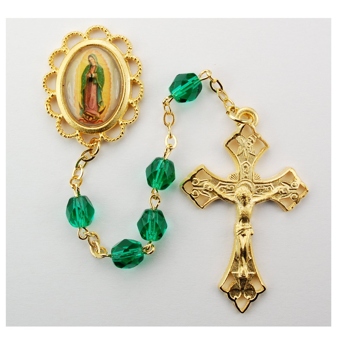 Green Lady of Guadalupe Rosary Boxed