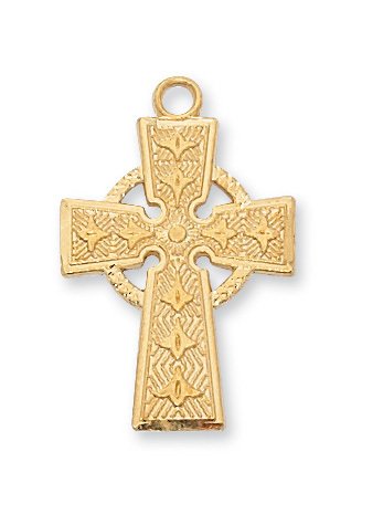 Gold over Sterling Celtic Crucifix Pendant
