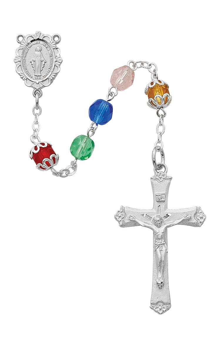 Multi Colored Glass Rosary Boxed