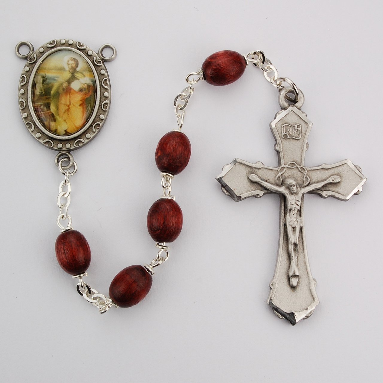 Brown Wood St Luke Rosary Boxed