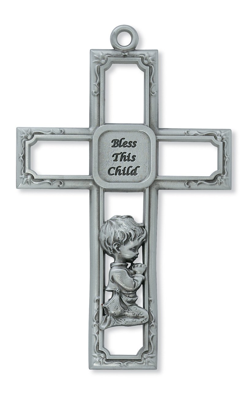 6in Pewter Baby Boy's Prayer Wall Cross