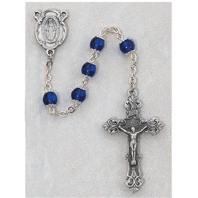 Blue Glass Rosary Boxed