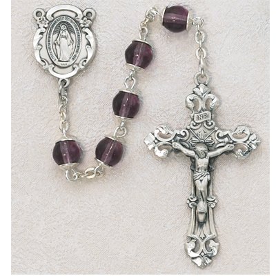 Purple Glass Rosary Boxed