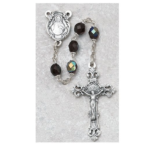 Dark Red Glass January Rosary Boxed