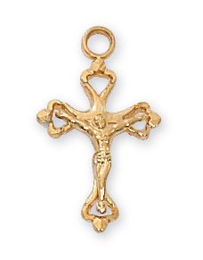 Gold on Sterling Crucifix Baby Chain and Boxed