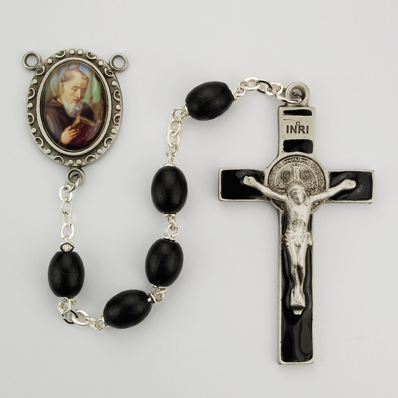 Black Wood St Benedict Rosary Boxed