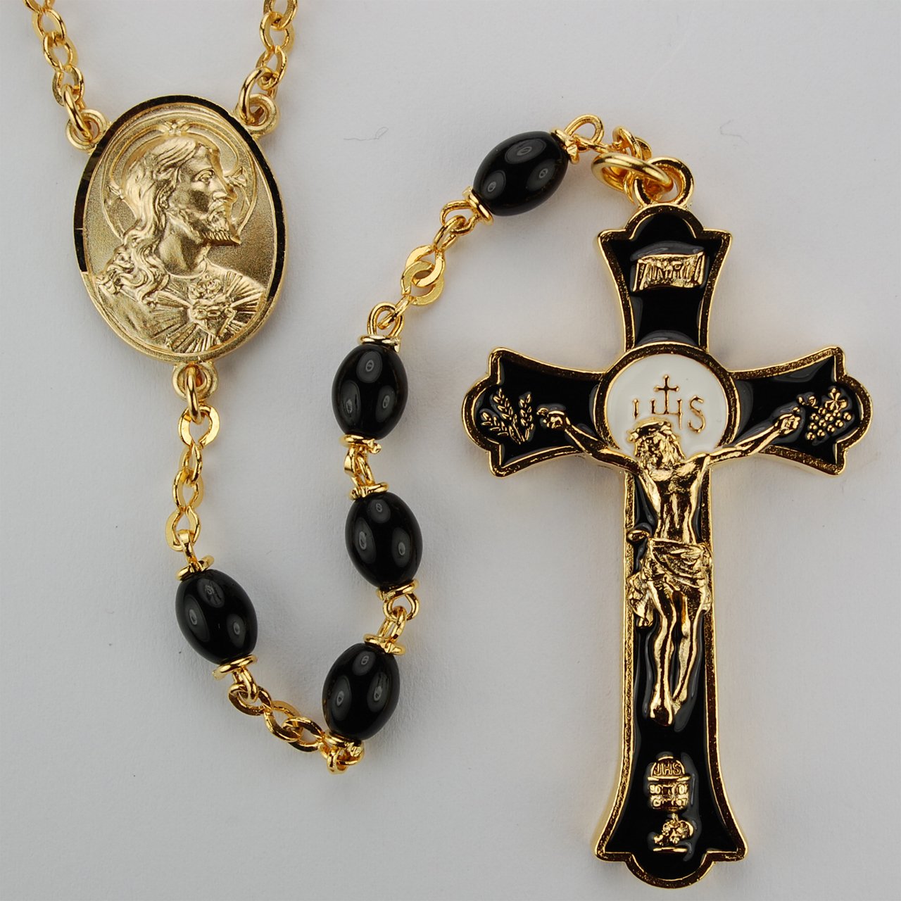 Black Holy Mass Crucifix Rosary Boxed