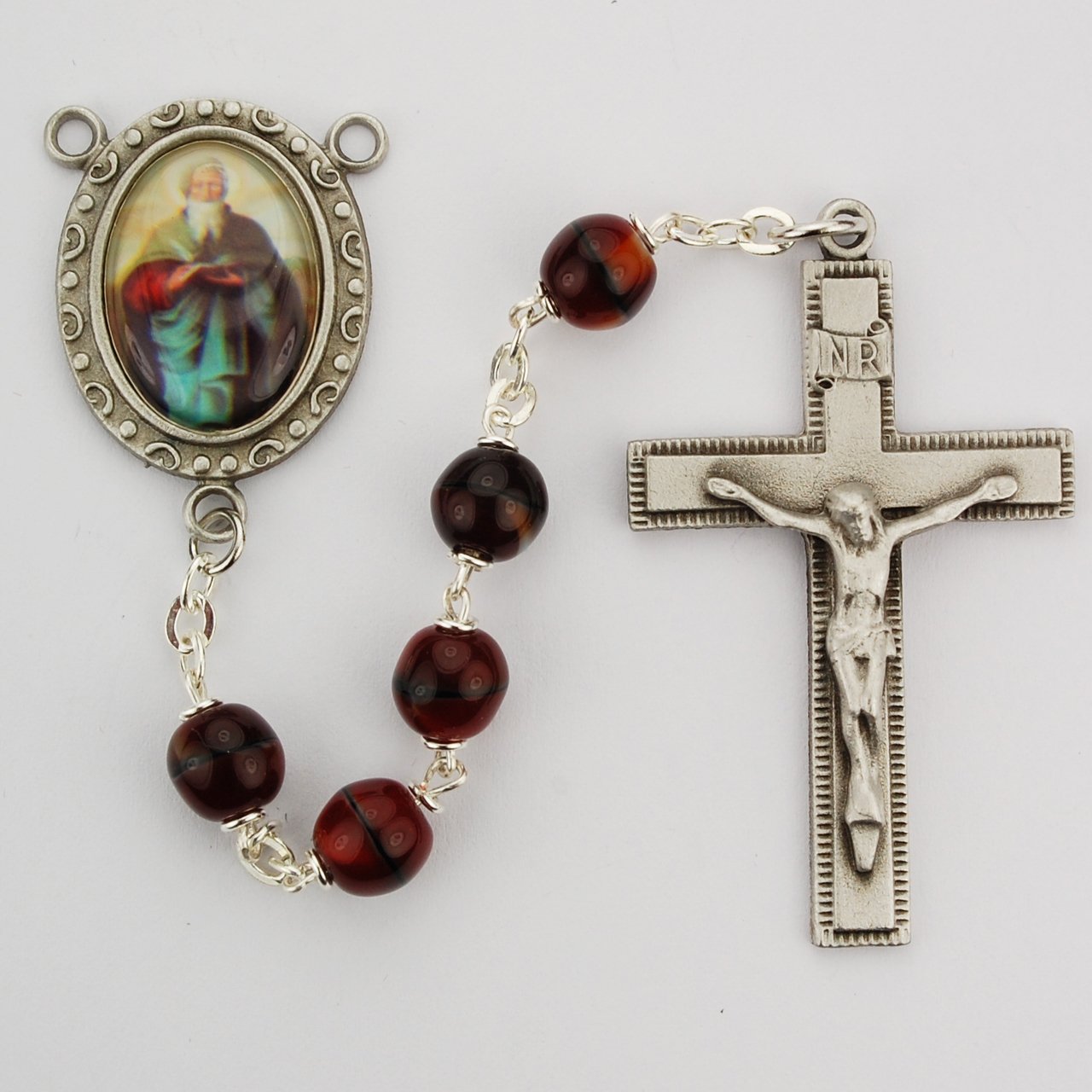 Red and Black St Matthew Rosary Boxed