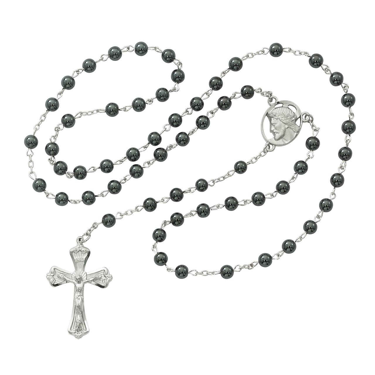 Hematite Ecce Homo Rosary Boxed
