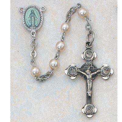 Pearlized Glass Youth Rosary Boxed