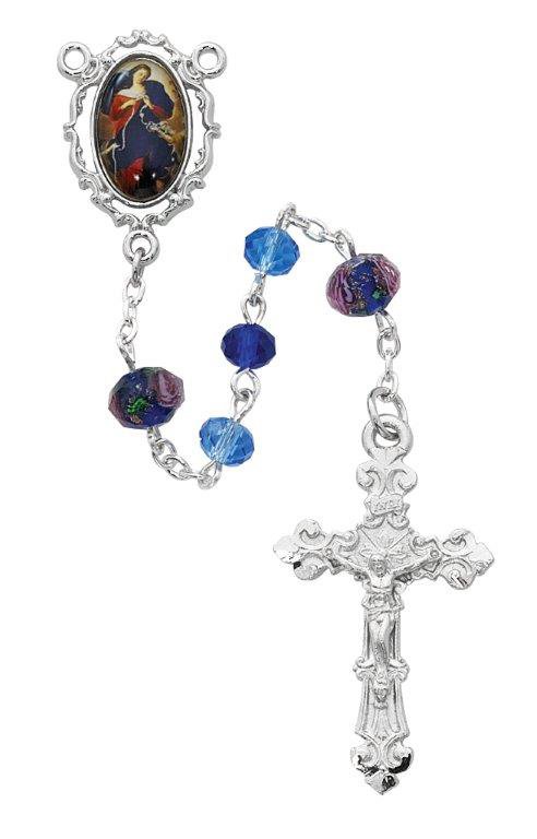 Blue  Multi Crystal Undoer of Knots Rosary Boxed