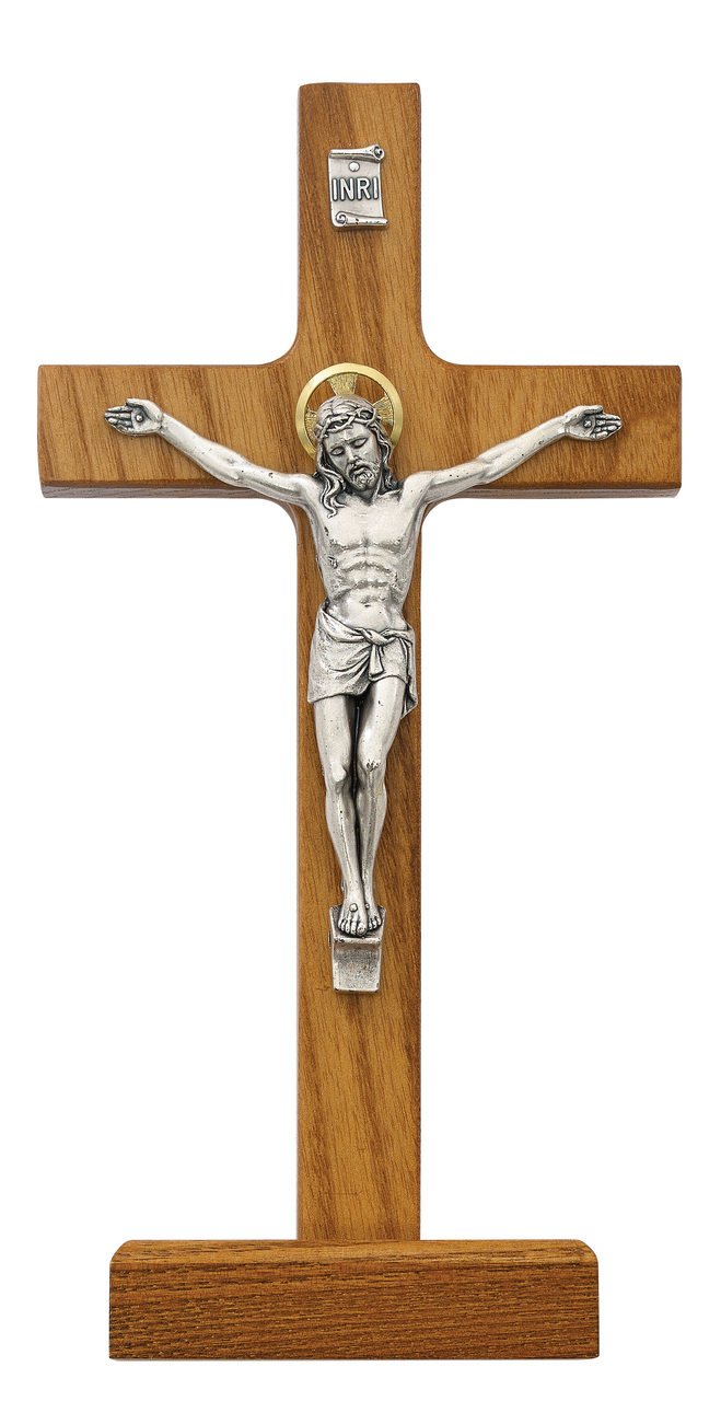 8 in. Walnut Standing Crucifix
