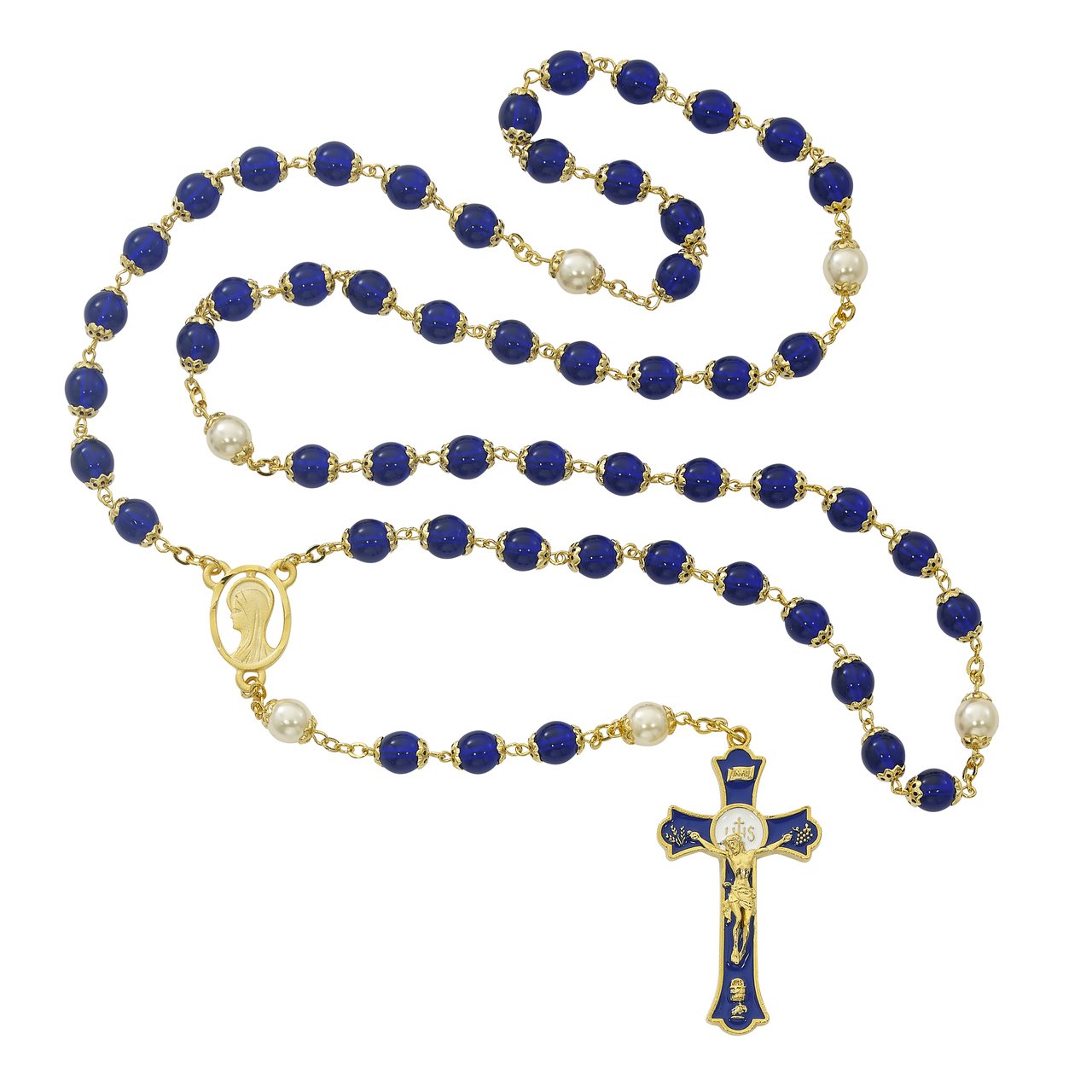 Blue Holy Mass Crucifix Rosary Boxed