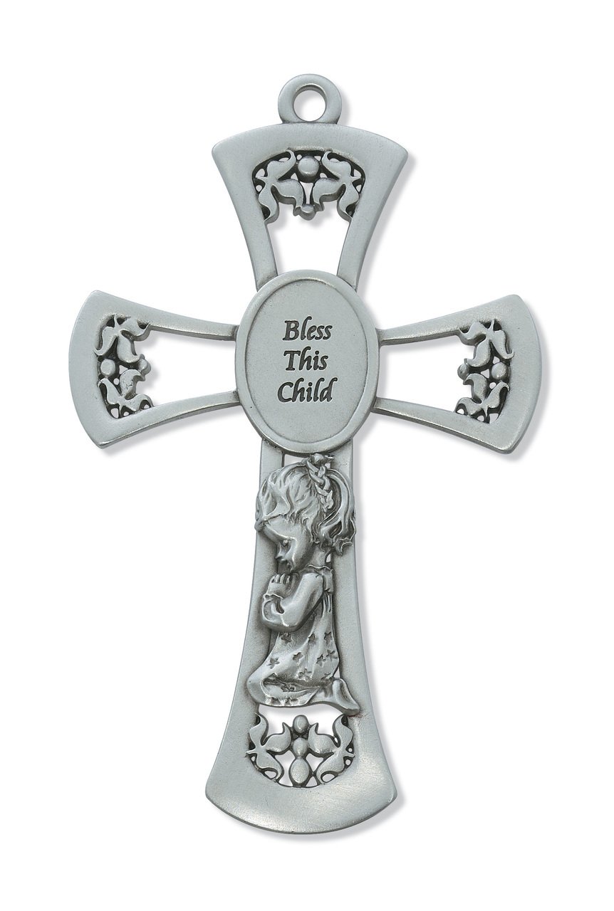 6in Pewter Baby Girl's Cross