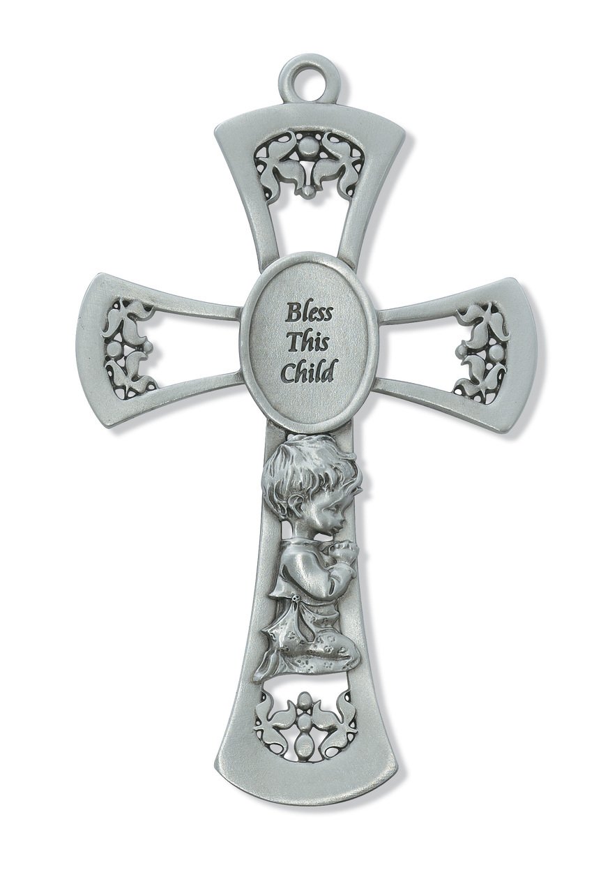 6in Pewter Baby Boy's Cross