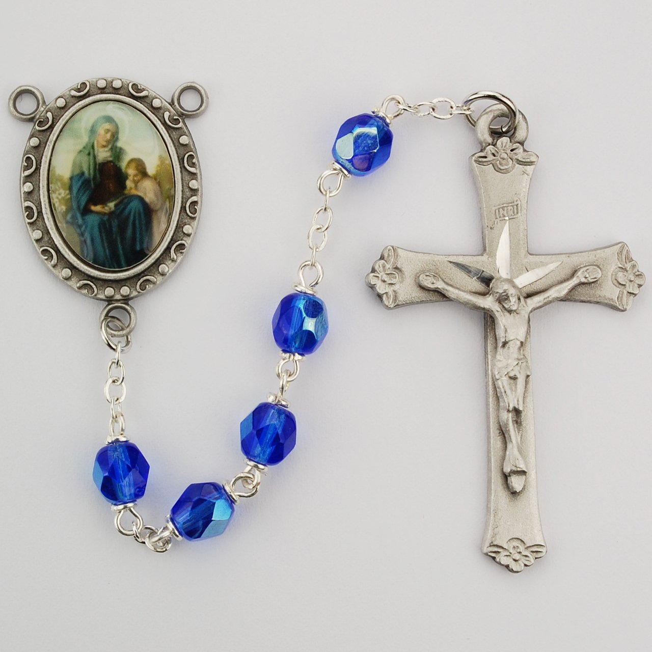 Blue St Anne Rosary Boxed