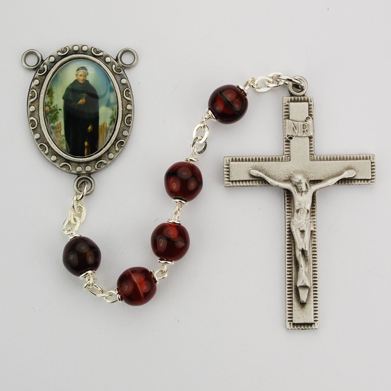 Red and Black St Peregrine Rosary Boxed