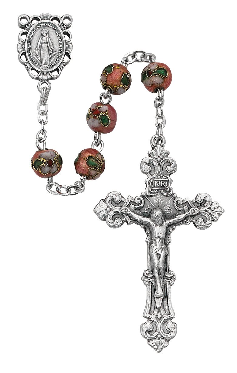 Pink CloisonnÃ© Rosary Boxed
