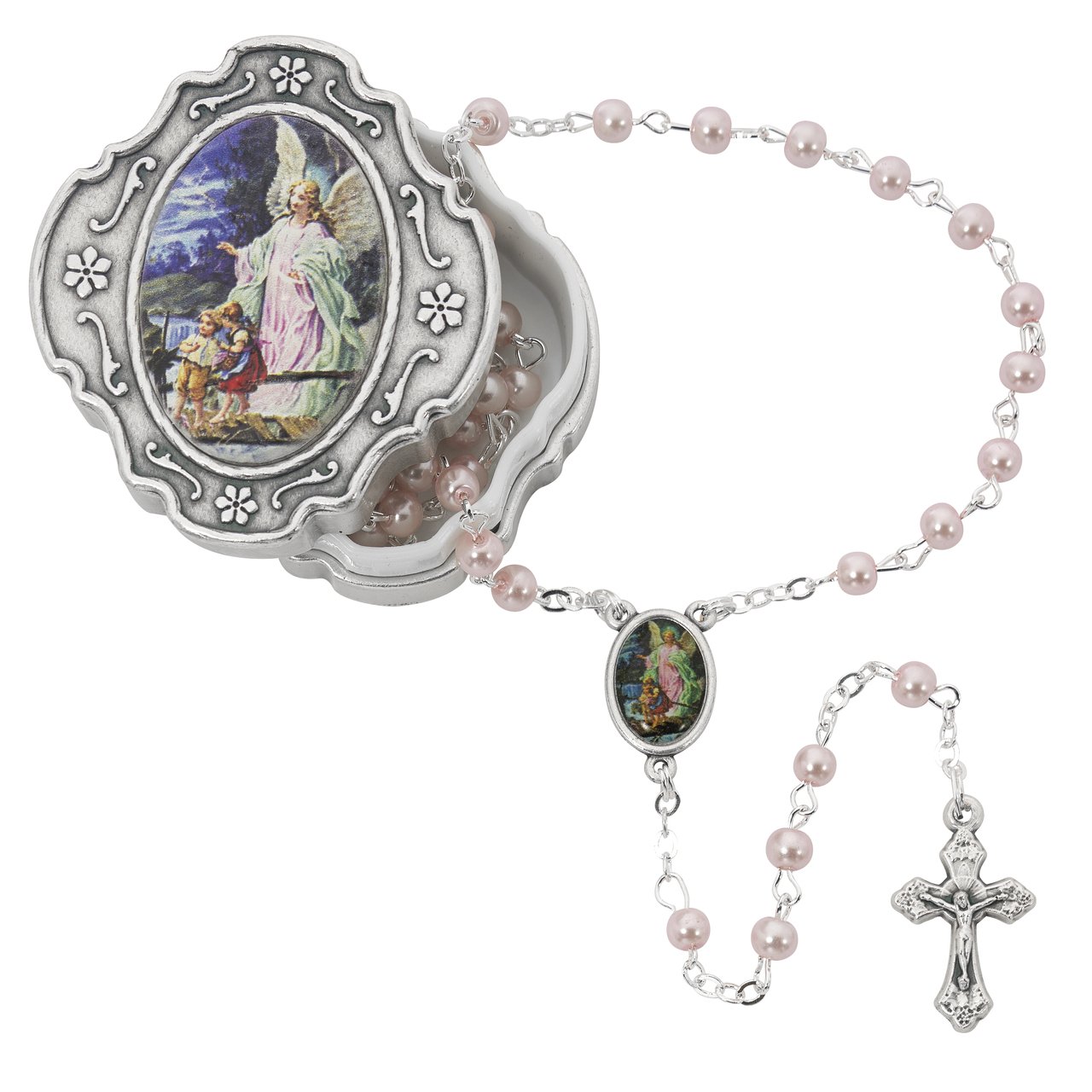 Guardian Angel Box and Pink Rosary