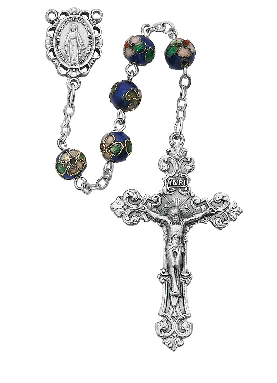 Blue CloisonnÃ© Rosary Boxed