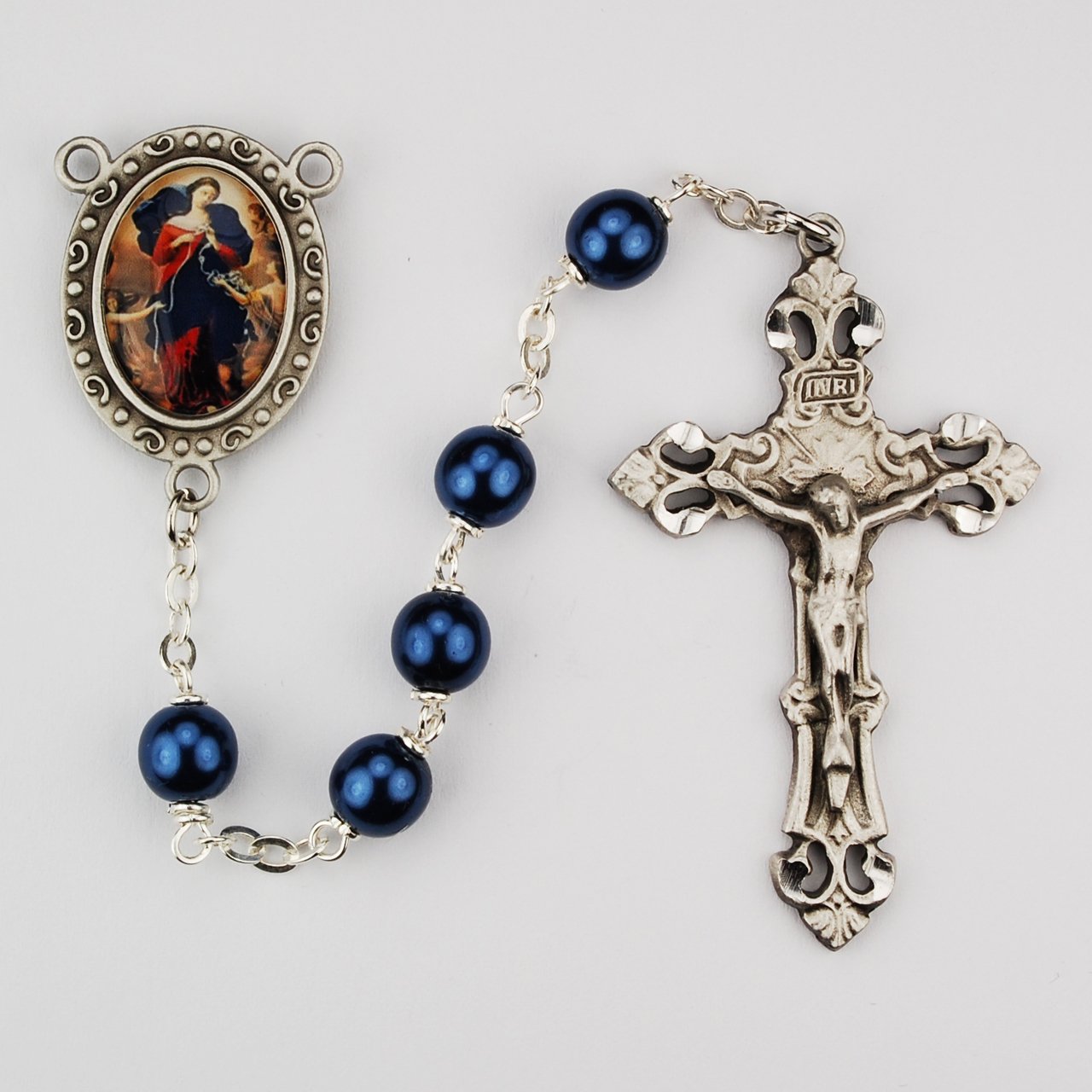 Blue Our Lady Undoer of Knots Rosary Boxed