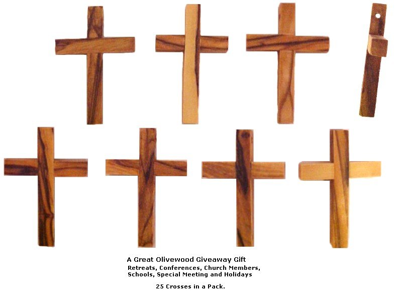 Olive Wood Pocket Cross - 25 Pack