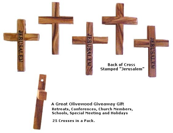 Olive Wood Pocket Cross - 25 Pack /Stamped