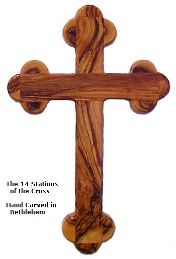 14 Stations Olive Wood Cross - 5.3"