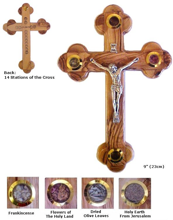 Essence of the Holy Land - Olive Wood Crucifix - 9"