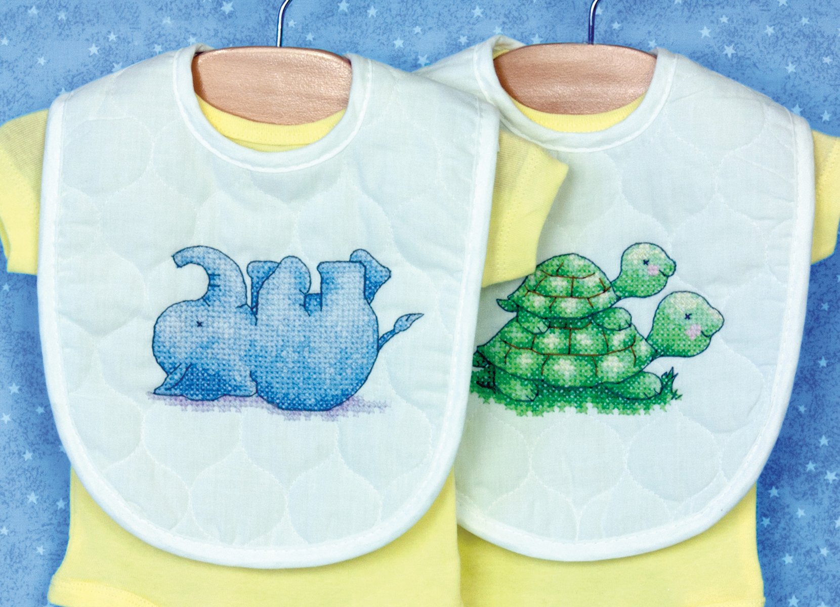 Little Pond Bib Pair Stamped Cross Stitch Kit-9""X14"" Set Of 2
