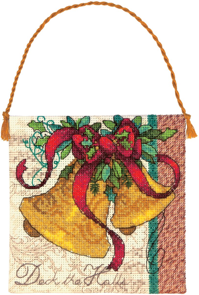 Gold Petite Bells Ornament Counted Cross Stitch Kit-4.5""X4.5"" 18 Count