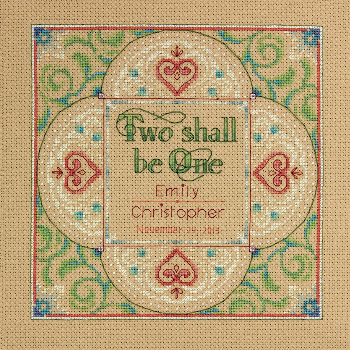Two As One Wedding Record Counted Cross Stitch Kit-10""X10"" 14 Count