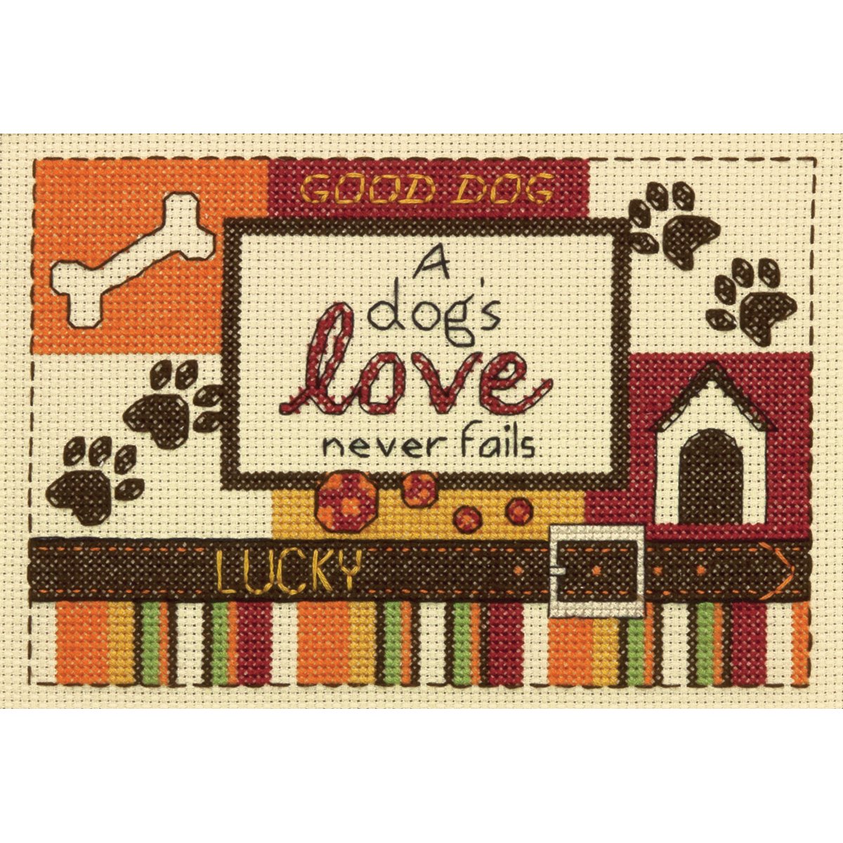A Dog's Love Mini Counted Cross Stitch Kit-5""X7"" 14 Count
