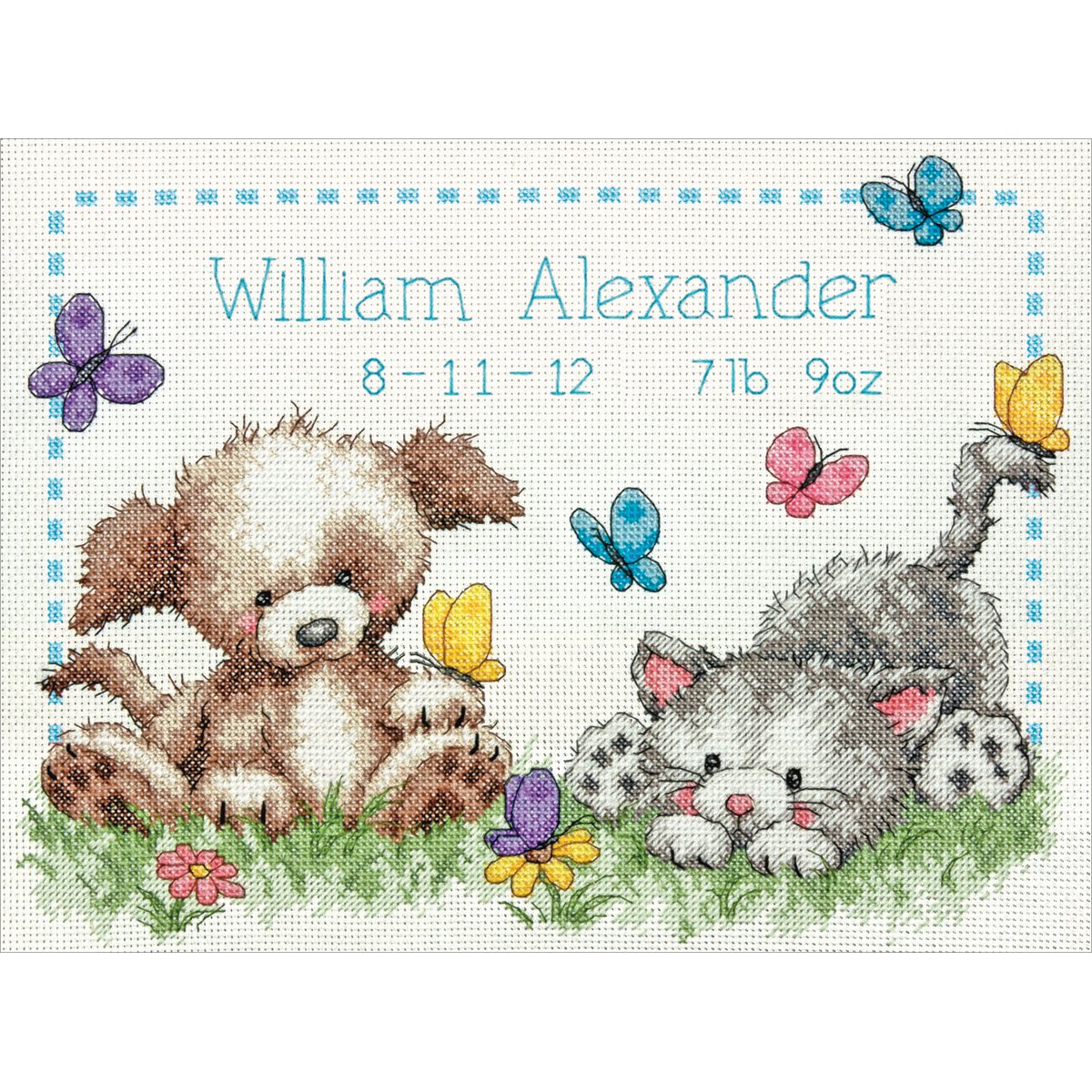 Pet Friends Birth Record Counted Cross Stitch Kit-12""X9"" 14 Count